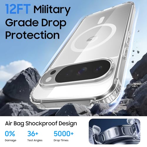 Magnetic for Google Pixel 10/Pixel 10 Pro Wallet Case Card Holder﻿ | Compatible with MagSafe, Shockproof Phone Cover with Detachable RFID Blocking Card Slot, Clear & Pink - color: Clear with Pink, size: Pixel 10/10 Pro