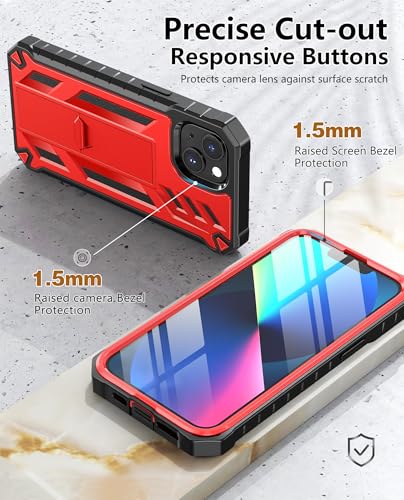 for iPhone 13/14/15 Phone Case: for iPhone 16e Protective Cover with Belt Clip Holster | Durable Dual-Layer Design with Built-in Kickstand | Heavy Duty Military Grade Hard Protection Shock Proof | Built-in Screen Protector, 20FT Military-Grade Drop Shockp