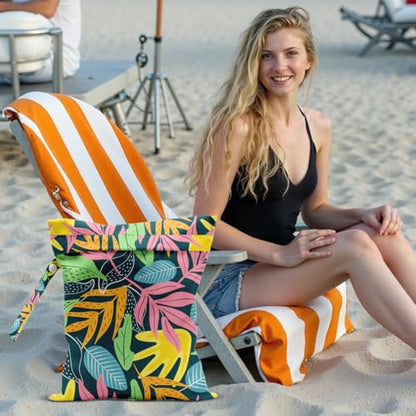 Palm Leaf Wet Dry Bags for Diaper Waterproof Swimsuit Washable Reusable Bag for Beach Diapers Dirty Yoga Gym Clothes Plant Gifts for Women Men Friend - color: Leaf4