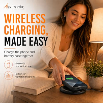 Alpatronix Battery Case for iPhone 12 Pro Max / 13 Pro Max, Slim Portable Protective Extended Charger Cover with Wireless Charging, Lightning Input, Apple Pay, CarPlay - BX12Pro Max - Matte Black - size: iPhone 12 Pro Max & iPhone 13 Pro Max