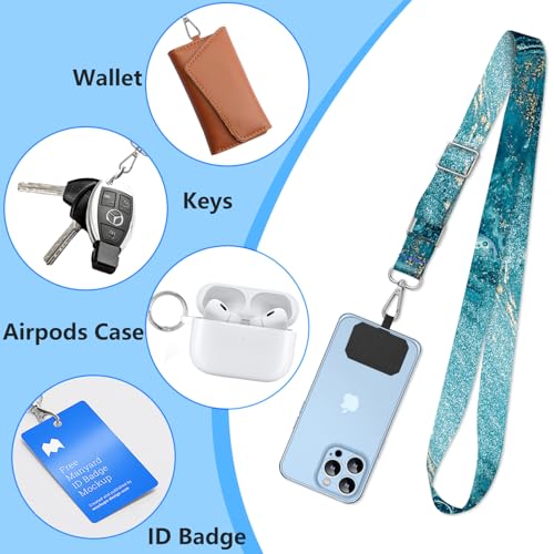 2 Pack Phone Lanyard Cell Phone Lanyard Crossbody Adjustable Phone Strap for Use Around the Neck Cell Phone Lanyard - color: Blue Ocean
