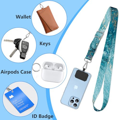 2 Pack Phone Lanyard Cell Phone Lanyard Crossbody Adjustable Phone Strap for Use Around the Neck Cell Phone Lanyard - color: Blue Ocean