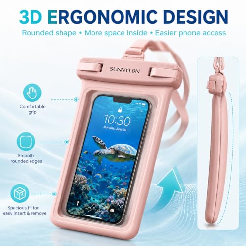 3D Waterproof Phone Pouch, IPX8 100FT Underwater Phone Case,Soft TPU Cell Phone Dry Bag with Lanyard,7 Inch Fits iPhone 17-11 Pro Max, Samsung Galaxy S26/S25/S24 Ultra, Beach Pool (1-Pack Pink) - color: 1-pack pink