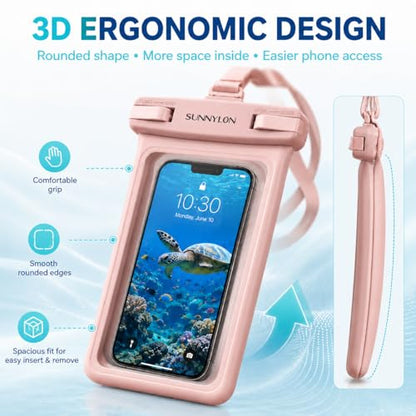 3D Waterproof Phone Pouch, IPX8 100FT Underwater Phone Case,Soft TPU Cell Phone Dry Bag with Lanyard,7 Inch Fits iPhone 17-11 Pro Max, Samsung Galaxy S26/S25/S24 Ultra, Beach Pool (1-Pack Pink) - color: 1-pack pink