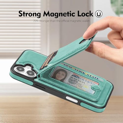 SkyEagle Compatible with MagSafe iPhone 16 Plus Wallet Case,Blue Green - color: Blue Green, size: iPhone 16 Plus - 6.7"