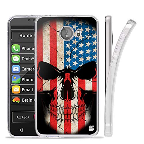 Compatible with GreatCall Jitterbug Smart2 (5.5” Screen) Smartphone Compatible with Seniors/Phone Skin Case Slim - color: US Flag Skull #2