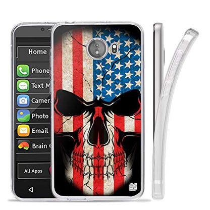 Compatible with GreatCall Jitterbug Smart2 (5.5” Screen) Smartphone Compatible with Seniors/Phone Skin Case Slim - color: US Flag Skull #2