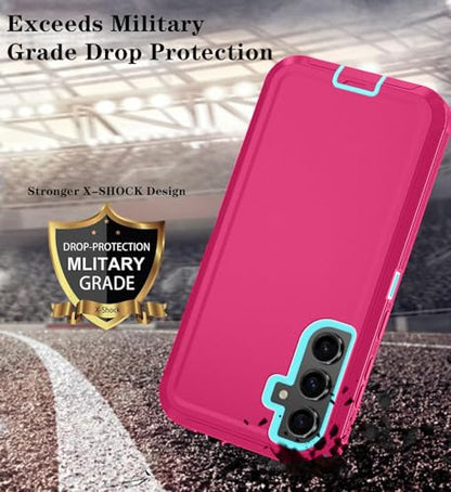 Qinmay Phone Case for Samsung Galaxy A37 5G Case with HD Screen Protector, Heavy Duty Shockproof & Dropproof 3-Layer Cover Phone Case for Galaxy A37,PinkSkyBlue - color: PinkSkyBlue