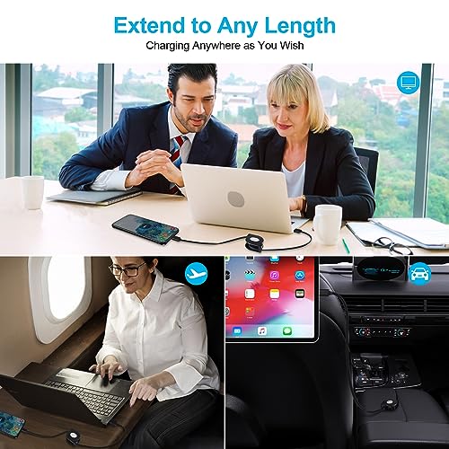 Retractable USB C Cable,3Pack 3.3FT Car Charger for iPhone 17e 17 Pro Max - color: Black3