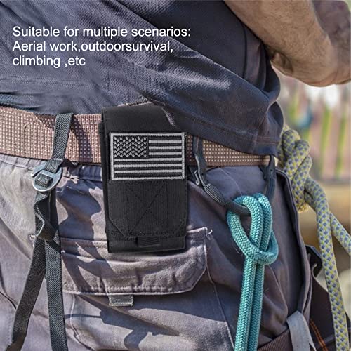 Black Tactical Molle Cellphone Pouch Case,Heavy Duty Waterproof Phone Holster Bag for iPhone 11 12 13 Pro Max for Samsung S22 S21 S20 FE Note 20 A02S Less 6.7" Phone with 2 Pack US Flag Patch - color: Black & 2 Green Patches
