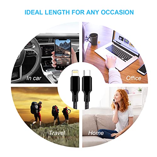 cugunu USB C to Lightning Cable, 5 Pack PD Fast iPhone Charger Cord (Black) - color: Black, style: USB-C to L