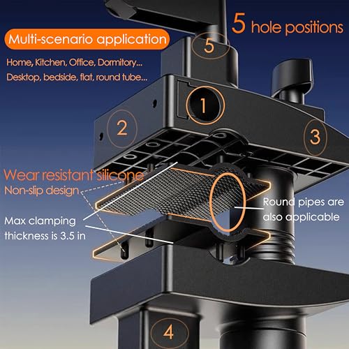 YTDSUPTablet Stand for Desk, 360° Rotation, Adjustable Gooseneck Tablet Arm - size: Base - 5 Hole Positions