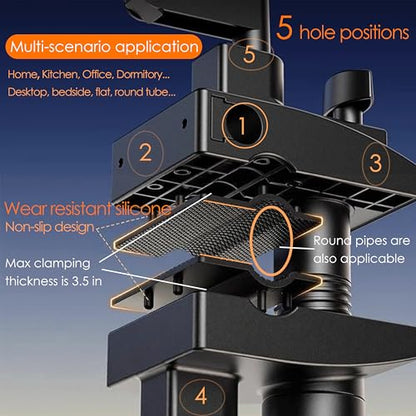 YTDSUPTablet Stand for Desk, 360° Rotation, Adjustable Gooseneck Tablet Arm - size: Base - 5 Hole Positions