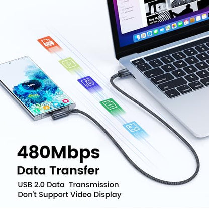 toocki USB C Cable Right Angle, 2-Pack 3.3ft USB A to USB C Charger Cable - color: Black, size: 3.3FT+3.3FT