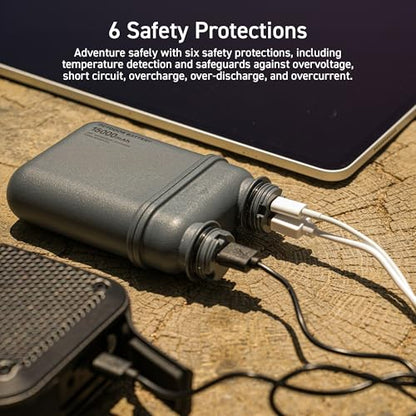 ELECOM NESTOUT Rugged Power Bank, 5000mAh Outdoor Battery Pack, 15W USB C Fast Charging, Waterproof IP67, Durable Shockproof, Tactical Charger for Phone Military EDC Hiking Survival Camping (Mustard) - color: Mustard