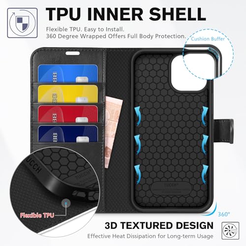 TUCCH Wallet Case for iPhone 13 Pro Max (6.7"), 4 Card Slots, Black & White - color: Black & White