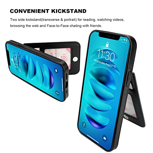 KIHUWEY for iPhone 14 Pro Max Wallet Case Card Holder for MagSafe, Black | Wireless Charging, RFID, Flip PU Leather, Magnetic Clasp, Kickstand, Heavy Duty Protective Cover - color: Magsafe for Black