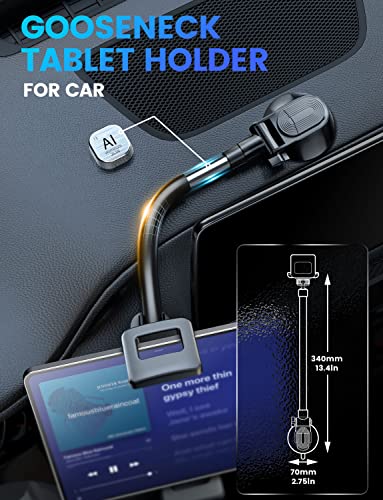 Tablet Holder for car, Gooseneck iPad Mount for Car Dashboard & Windshield