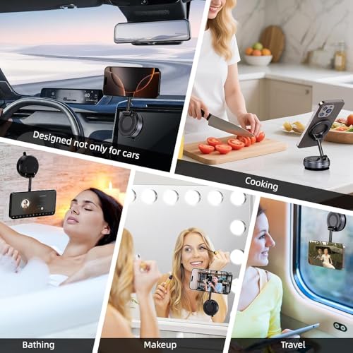 2026 Upgraded Magnetic Car Phone Mount — 70-Pound Ultra-Strong Vacuum Suction Cup, 360° Rotation, Suitable for Cars/Gyms/Mirrors/Smooth Surfaces, Compatible with iPhone, Android, and All Smartphones