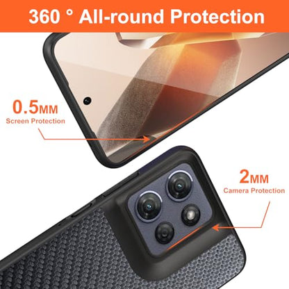 Case for Motorola Moto G Power 2025 Carbon Fibre Texture Shockproof Slim Case Non-Slip Full Body Protective Phone Case (Black, for Moto G Power 2025) - color: Black Power 2025