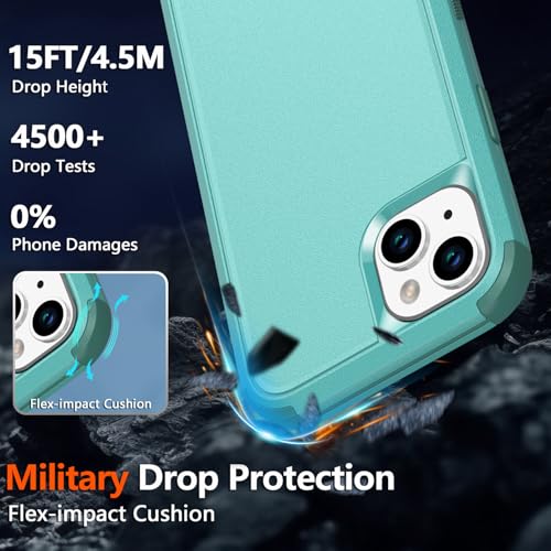 Diverbox Heavy Duty Magnetic Case for iPhone 14 [with Screen & Camera Lens Protectors] (Teal) - color: Magnetic Teal