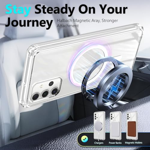YZB Magnetic for Samsung Galaxy A32-5G Case, Clear | Compatible with MagSafe | Slim Fit Lightweight Shockproof, Military-Grade Protection, Yellowing Resistant Scratch-Resistant Back - color: Crystal Clear, size: Galaxy A32 5G
