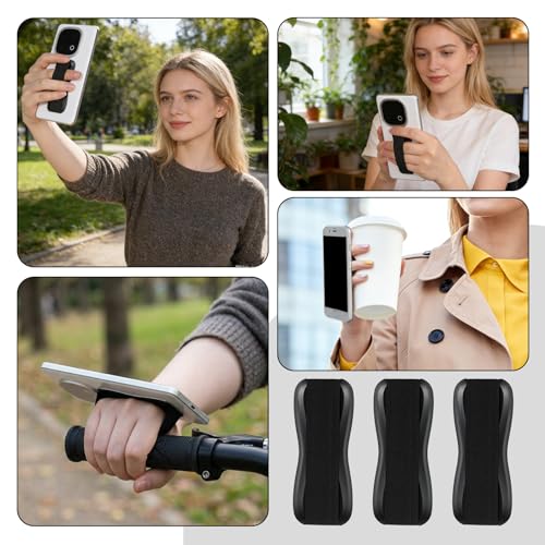 Phone Case Finger Strap, 3 Pack Black Phone Grip Strap, Universal Elastic Phones Grips for Back of Phones, Lightweight Portable Smartphone Case Holder for Most Smartphones Cases