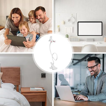 Gooseneck Phone Holder for Bed Flexible Lazy Arm Phone Mount - color: White