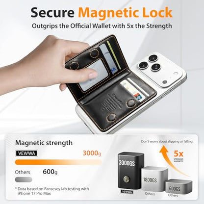 Magnetic Wallet for iPhone, Detachable Magnetic Card Holder Compatible with MagSafe, RFID Blocking Magnetic Phone Wallet with Kickstand for iPhone 17/16/15/14/13/12 Series, Black - color: Black
