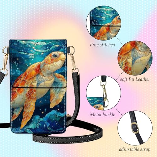 Small Crossbody Bags for Women Touchscreen Cell Phone Bag Cross Body Purses with adjustable Strap,Gifts For Teenage Girls - color: Turtle Under the Sea