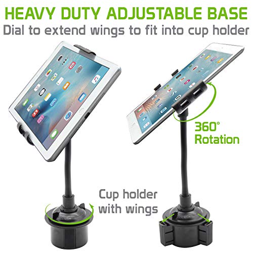 Cellet Tablet & Phone Holder for Car, iPad Truck Cup Holder Mount Compatible with iPad Pro Air Mini iPhone 14 Pro Max Plus 13 12 11 Samsung Z Fold Z Flip Tablet G Pad Kindle Fire HD 8 10