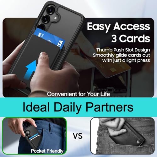 Magnetic for Samsung Galaxy S25 Plus/S24 Plus Case Card Holder﻿ | Detachable Wallet Case, Compatible with MagSafe, Shockproof Phone Cover with RFID Blocking Card Slot, Black - color: Black, size: S25 Plus/S24 Plus 6.7"