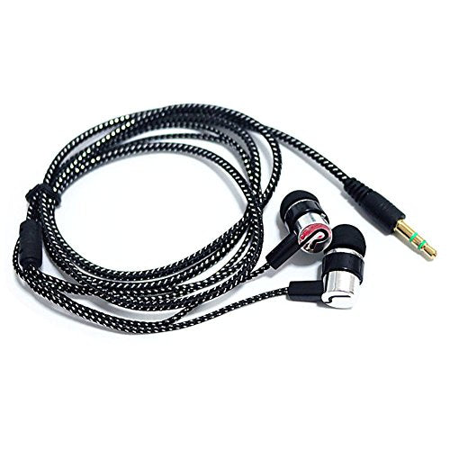 4 Pack Wired Earbuds 3.5MM 3 Pole Stereo Earphone in-Ear Headphone Without MIC 1Meter Braided Cord Headset for MP3 Cassette Recorder CD Player Music Phone Computer Laptop PC Tablet