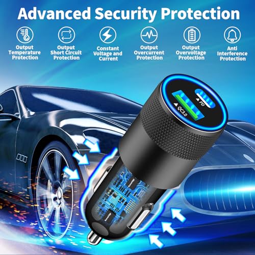Apple MFi Certified iPhone 17 16 Car Charger, 4Pack 75W USB-C Car Charger - size: 3.3FT