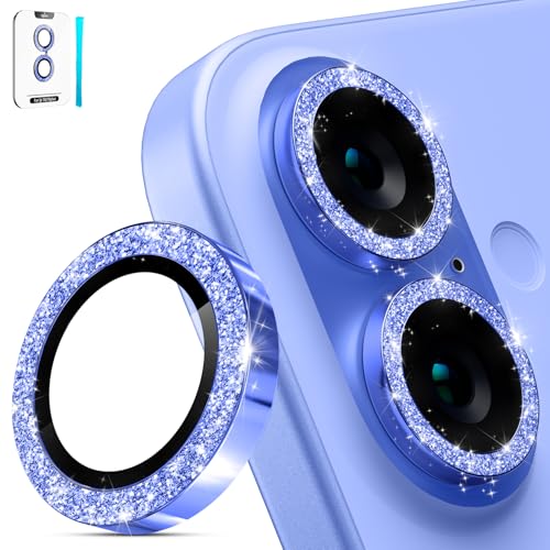 imluckies for iPhone 16 / iPhone 16 Plus Camera Lens Protector, AR+AF Tempered Glass 9H Anti-Scratch Metal Individual Lens Cover, HD Clear Camera Accessories, Glitter Ultramarine - color: Glitter Ultramarine