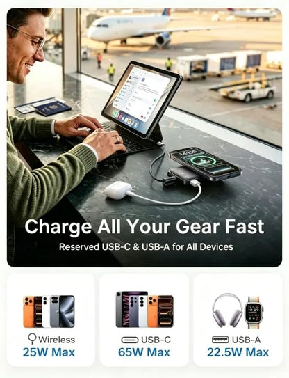 LISEN QI2.2 25W Magnetic Portable Charger for iPhone 18 Pro Max [65W & Low-Temp] Power Bank Wireless Charger Battery Pack,10000mAh 65W USB C Fast Charging Power Bank for iPhone Duo 18 Pro 17-12,P604 - color: Anthracite Black
