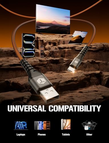 ToughTested 8ft USB to USB-C Cable, Braided 3A Fast Charging