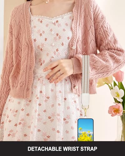 Nipichsha Crossbody Phone Strap with Wallet, Clip and Go Strap for Phone - color: Minimalist Textures