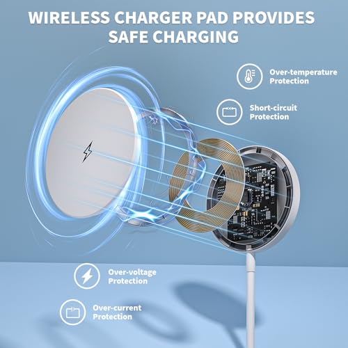 Magnetic Wireless Charger for Apple iPhone 17 Mag Safe Charging,USB-C Charger Block & 6FT 15W Fast Wireless Charging Pad Stand for iPhone 17/17Air/17Pro/17 ProMax/16/16 Plus/15/14/13/12 Series,AirPods