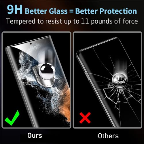 Samcorn 3 Pack Galaxy S22 Ultra Screen Protector, HD Clear Tempered Glass, Fingerprint Unlock, 3D Curved, Scratch Resistant, No Bubble for Samsung Galaxy S22 Ultra 5G Glass Screen Protector