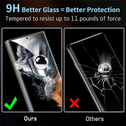 Samcorn 3 Pack Galaxy S22 Ultra Screen Protector, HD Clear Tempered Glass, Fingerprint Unlock, 3D Curved, Scratch Resistant, No Bubble for Samsung Galaxy S22 Ultra 5G Glass Screen Protector