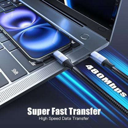 ROADRESS 240W USB C to USB C Cable Coiled, Braided Type C Charger for Car