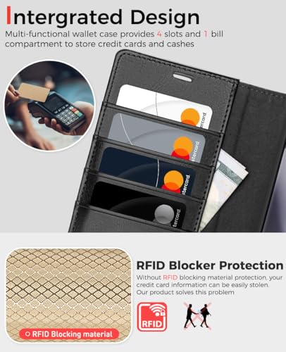 OCASE for Samsung Galaxy S24 Ultra Detachable Wallet Case with Card Holder, [2 in 1] PU Leather Flip Folio Case with RFID Blocking Magnetic Stand Shockproof Phone Cover 6.8 Inch 2024, Black | [Removable Magnetic Case] [Wireless Charging] [Card Slot] Mobil