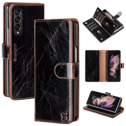 Shieldtop Compatible with Samsung Galaxy Z Fold 3 Wallet Case with Card Holder,Women Man RFID Blocking PU Leather Flip Shockproof Protective Cover Credit Card Holder Slots Kickstand,Coffee - color: Coffee, size: Samsung Galaxy Z Fold 3