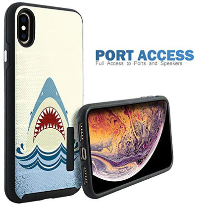 CasesOnDeck Case Compatible with [Apple iPhone X | iPhone Xs][Grip Tactical] iPhone Xs Hybrid Bump and Drop Protection Case Slim Fit Dual Layer Cover (Shark Attack) - color: Shark Attack