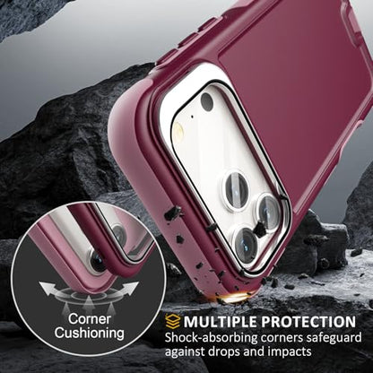 Follaroma for iPhone 17 Pro Max Case with Stand,Built-in Camera Cover,Compatible with MagSafe,Heavy Duty Shockproof Protection Phone Case,Anti-Drop,Magnetic Dual Layer Protective Cover,6.9"Purple Pink - color: Purple Pink, size: iPhone 17 Pro Max 6.9''