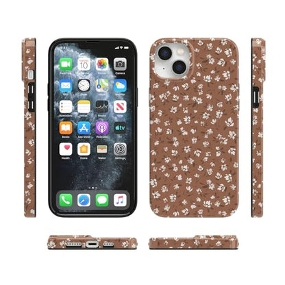 Casely iPhone 14 Plus Case | Mocha Meadow | Tiny Flowers | Compatible with MagSafe | Classic Ultra Slim Design - color: Mocha Meadow | Tiny Flowers