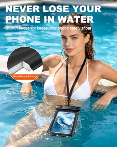 2 Pack Floating IP68 Waterproof Phone Pouch, Dry Bag Fits Phones up to 7.1" | Waterproof Phone Case,Responsive Touchscreen, Underwater Photos,for Swimming, Snorkeling, Beach Trips, Cruise , Kayak - size: 7.4 inch, 2 Pack