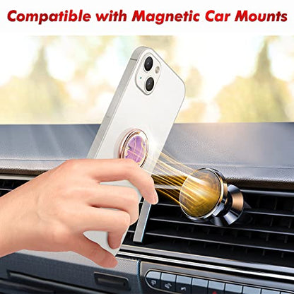 Phone Ring Grip Holder, 360° Rotation Cell Phone Grip Stand, Finger Ring Stand, Metal Finger Ring Grip Kickstand Compatible with iPhone 17 Pro Max 16 15 14 13 12 Magsafe Accessories, Purple - color: Crystal Purple