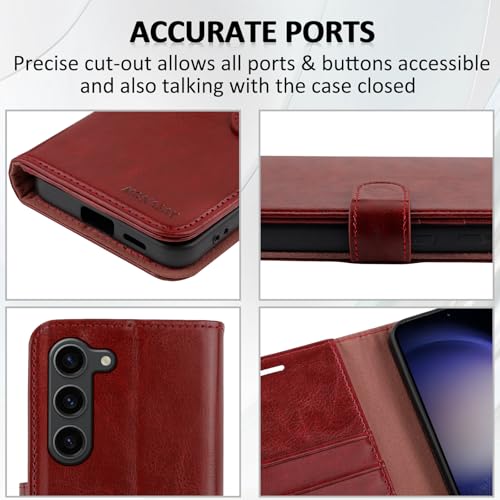 MONASAY Wallet Case for Samsung S23+ Plus with 3 Card Holders - Burgundy - color: Burgundy, size: Galaxy S23+ Plus